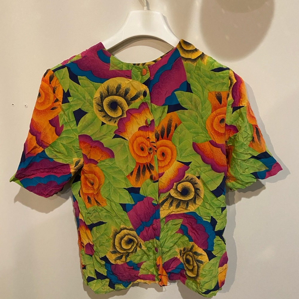 Vintage Silk Floral Women's Top